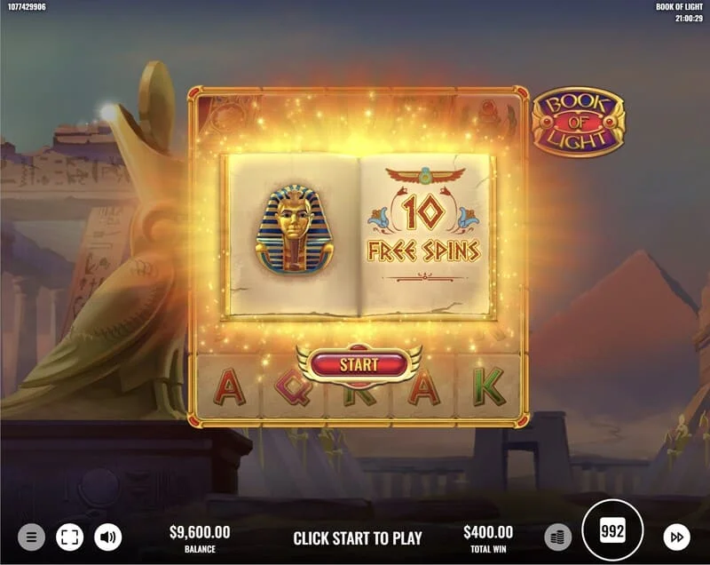 Book of Lights - Free Spins-ის გაშვება და გაფართოებადი სიმბოლო